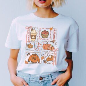 Cozy Season Graphic Tee Collage Pumkin Spice Sweater Weather Fall T-Shirt